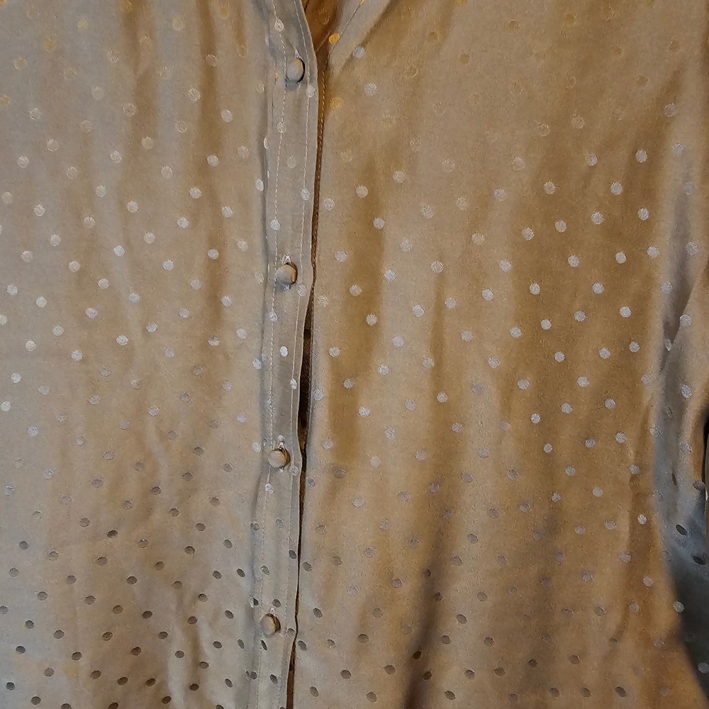 Sezane Silk Polka Dot Blouse Women 36 Rust Brown French Chic Quiet Luxury DESC - Picture 2 of 11